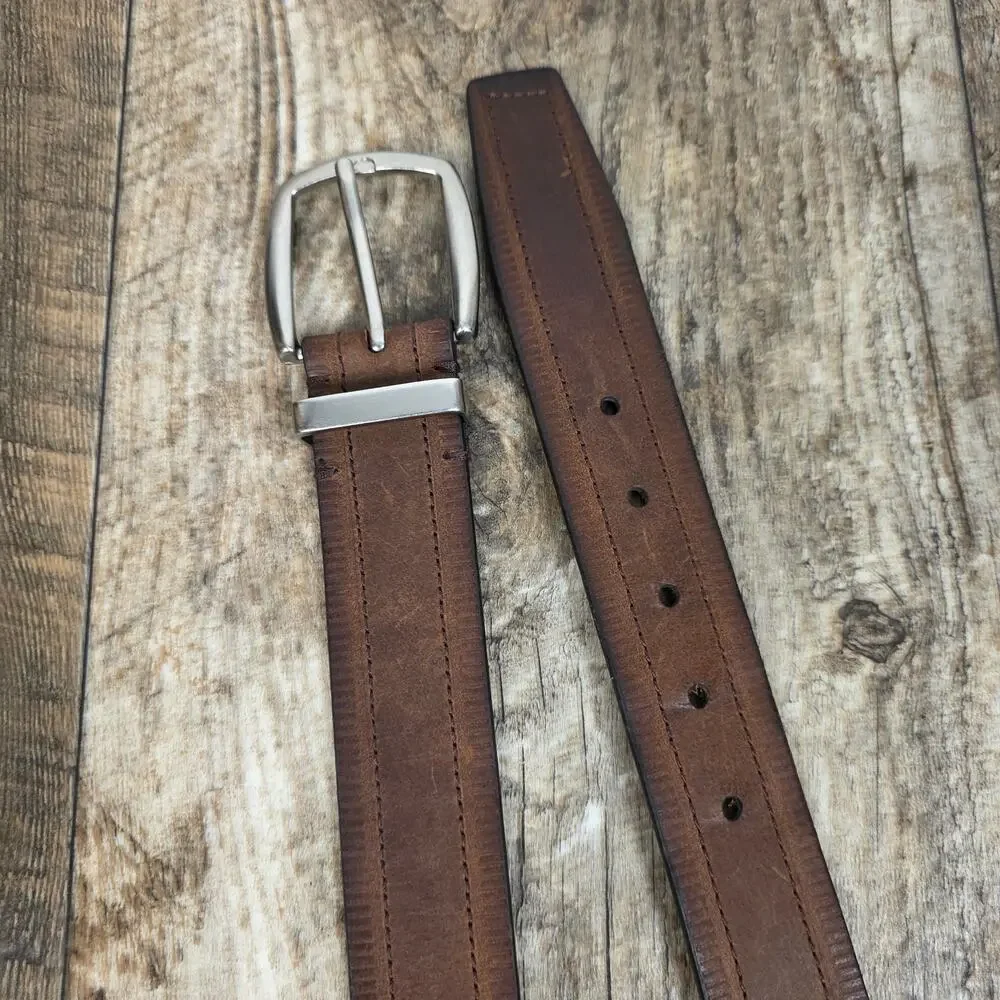Vintage Brown Genuine Leather Belt Classic Casual Western Size 42